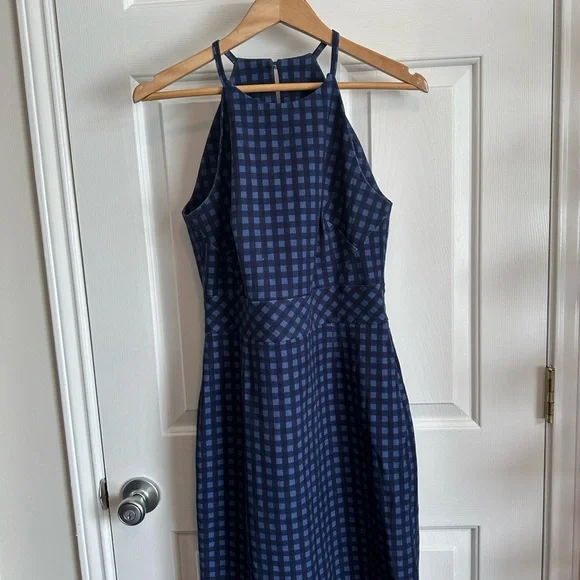 Banana Republic Navy Checkered Midi Dress - Picture 2 of 8